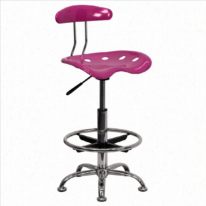 Flash Furniture Vibrant Drafting Hcaie Seat In Pink An Chrome