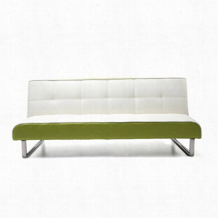 Gold Sprarow Seattle Faux  Leather Convertibpe Sofa In White And Lime