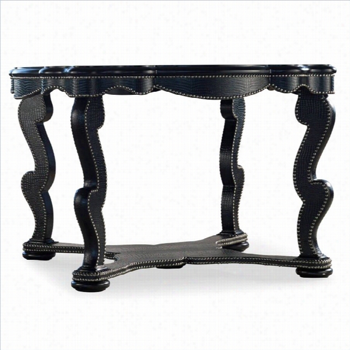 Hooker Furniture Melange Bohemian 48 Croc Leather Dining Table In Black