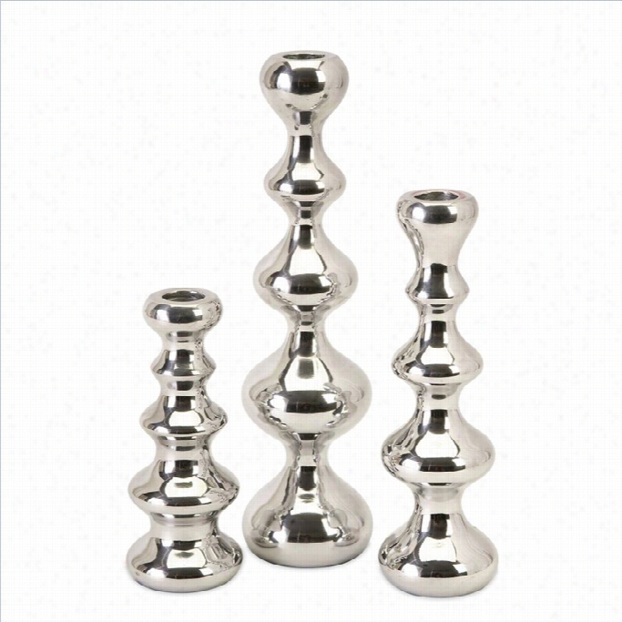 Imax Corporation Chesire Conical Candle Holders Im Aluminum (write Of 3)