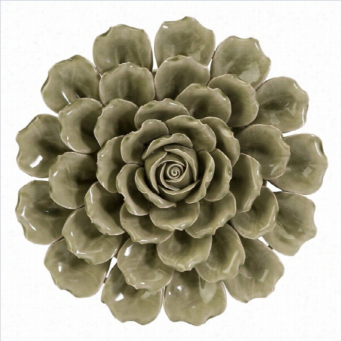 Imax Corporation Magdalyn Ceramic Wall Flower In Green