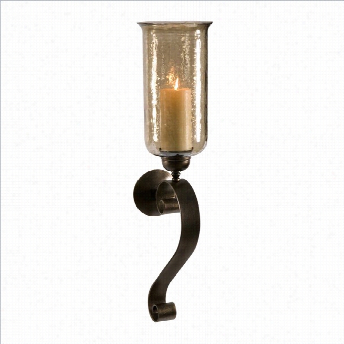 Imax Coporation Medium Scroll Base Luster Glass Wall Sconce In Brown