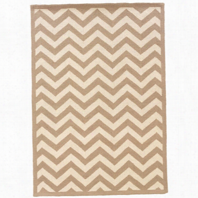 Linon Silhoutte 5' X 7' Hand Hookked Chevrob Wool Rug In Beige