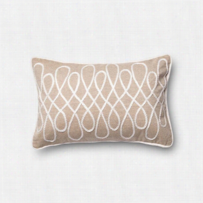 Loloi 1'1 X 1'9 Cotton Poly Pillow In Beige And White