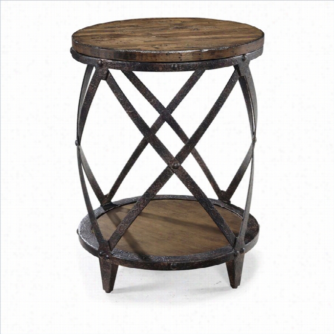 Magnussen Pinebrook Round Acxent Table In Distressed Pine