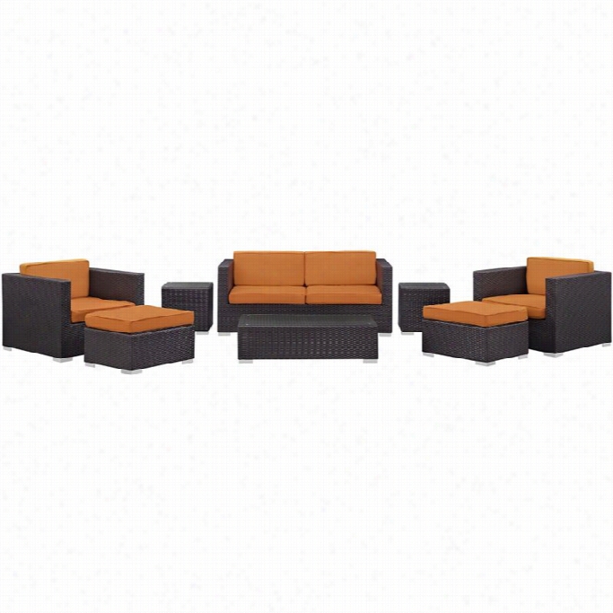 Mod Way Venice 8 Piece Outdoor Sofa Set In Espresso And Orange