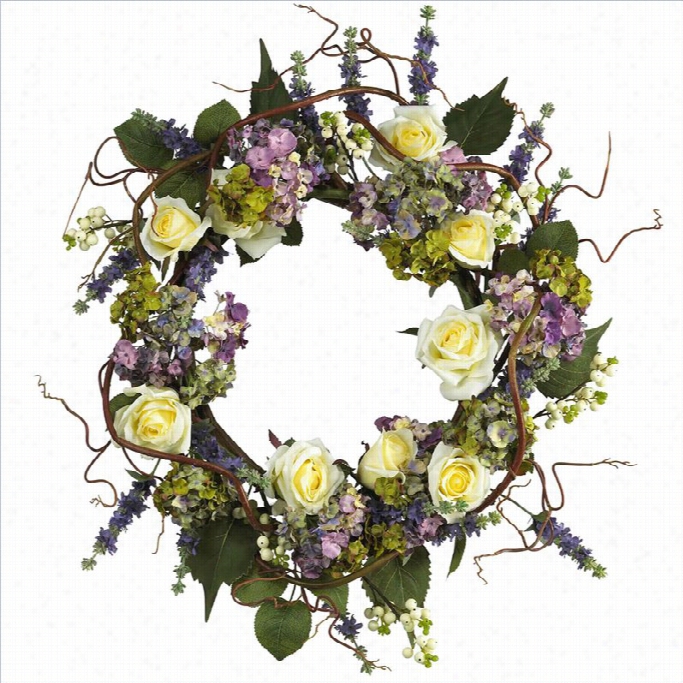 Nealry Natural 24 Hydrangea Rose Wreath