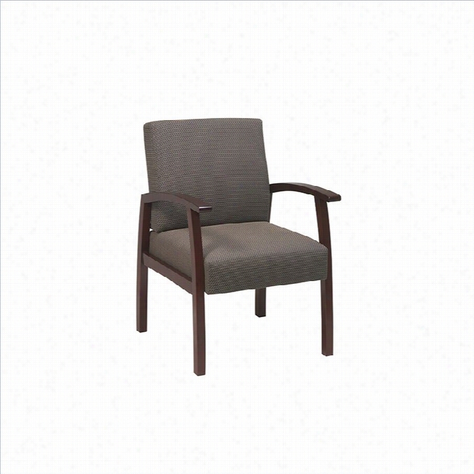 Office Star Deluxe Visitor Chair With Taupe Fabric In Cherry Finish