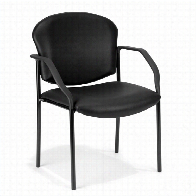 Of M Manor Series Anti -bacterial Reception Chair With Arms In Black