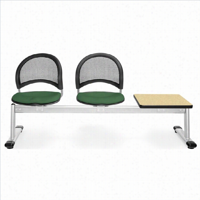 Ofm Moon Beam Seating With 2 Seats And Table In Forest  Green And Oak