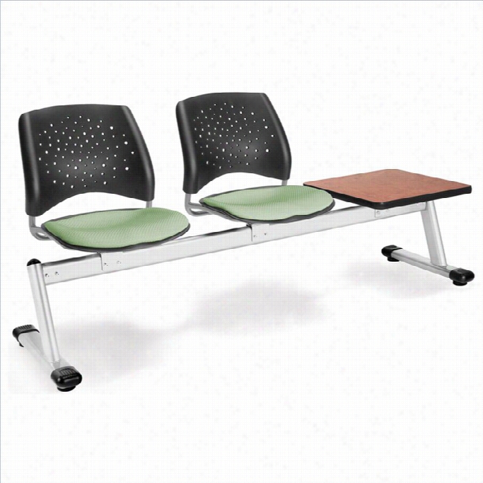 Ofm Star Beam Seating With 2 Seats And Table In S Age Green And Cherry