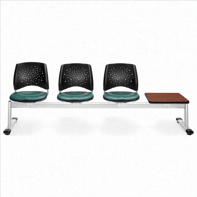 Ofm Star Beam Seating With 3  Vinyl Seats And Table In Etal And Cherry