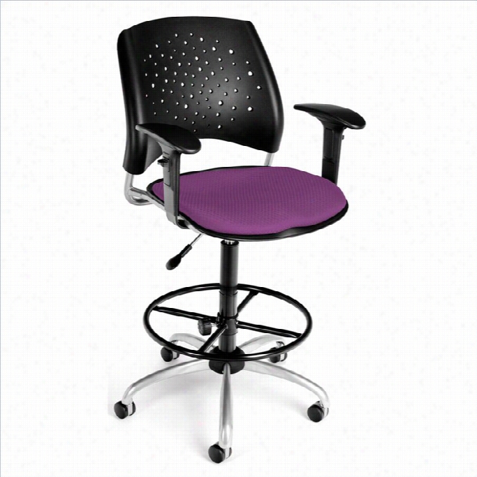 Ofm Star Swivel Drafting Chair With Arms Andd Rafting Kit In Plum