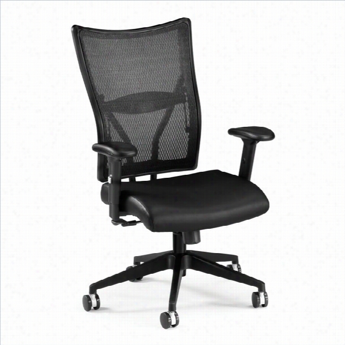 Ofm Talisto Series Execjtive Mid-bck Leather Mesh Service Chair In Black