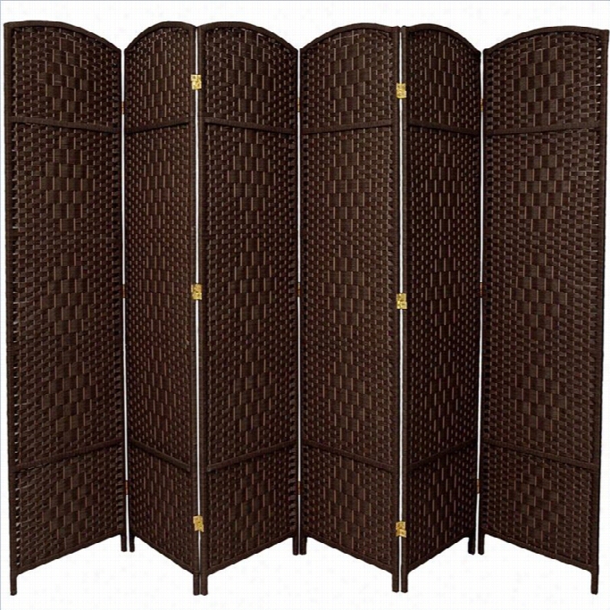 Oriental Diamond Interlace  Rom Divider With 6 Panel  In Dark Mocha