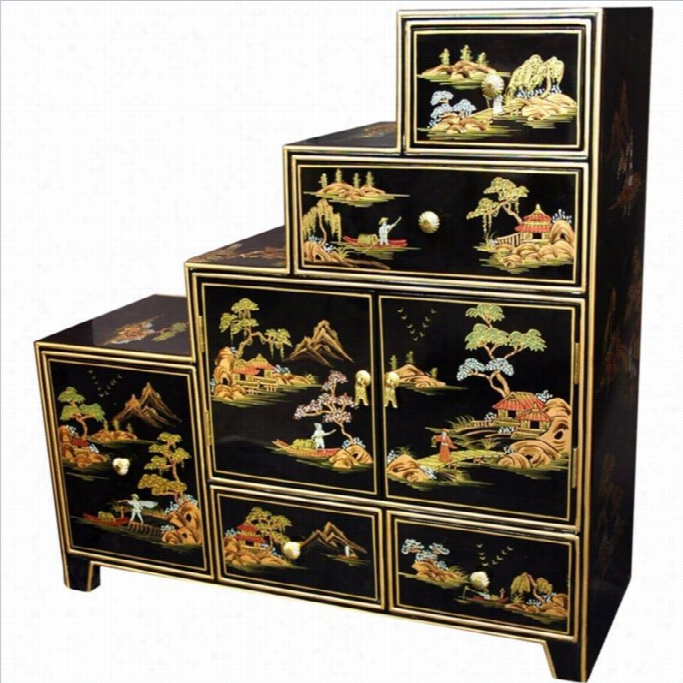 Oriental Furniture Black S Te P Tansu In Rich