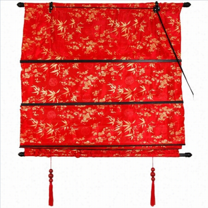 Oriental Furniture Shang Hai Tan Blilnds In Red-48 Inche Widtth