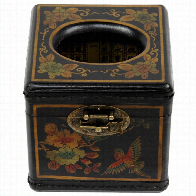 Oriental Funiture Vert1cal Cube Tissue  Box I Black