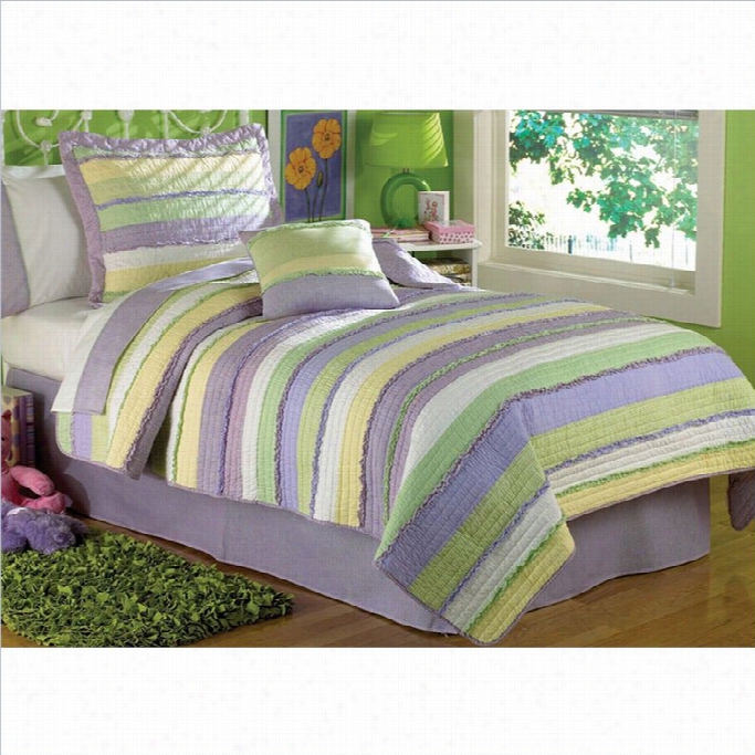 Pem America Annas Ruffle Quilt Set In Pufple And Yellow-twin