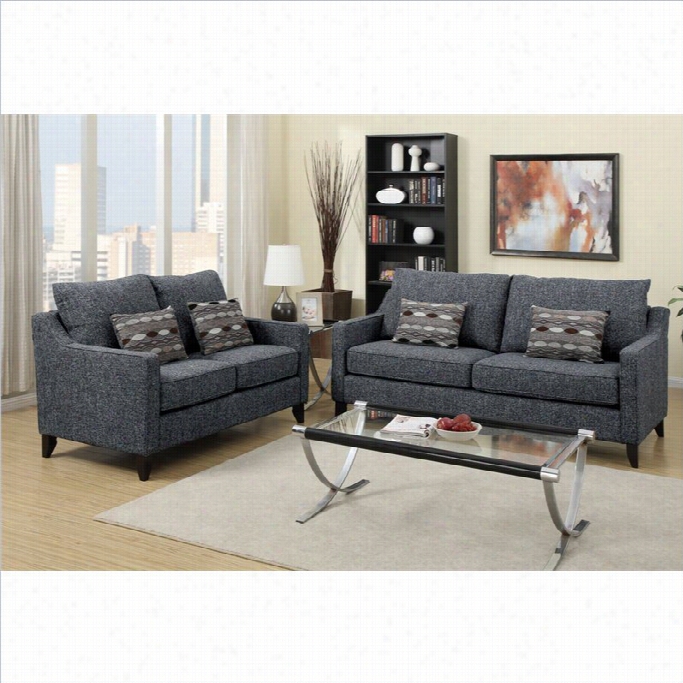 Poundex Bobkona Connell Sofaa And Lovesear Set In Dark Gray