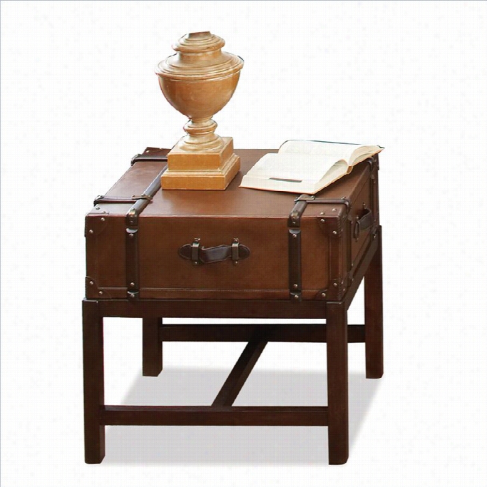 Riversife Furniture Latitues Suitcase End Table In Aged Cognac Wood
