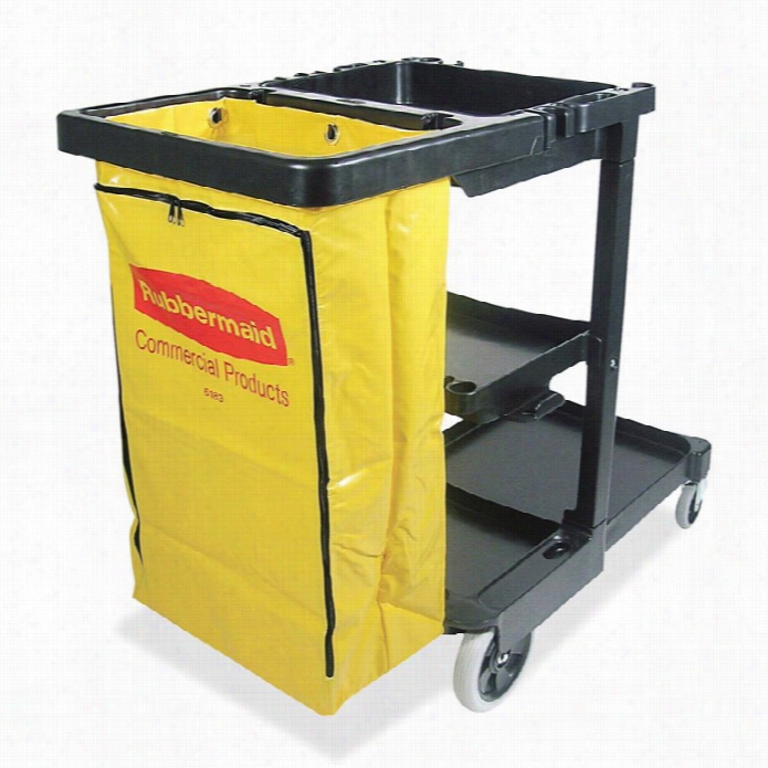 Rubbermaid Janitor Cart With Zipper Yellow Vinyl Bag