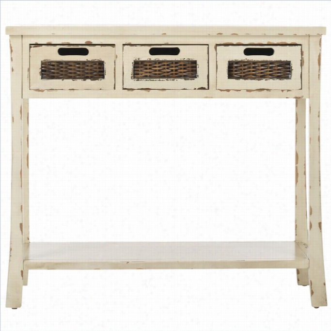 Safavieh Autumn Pine Wood 3 Drawer Conso Le In White