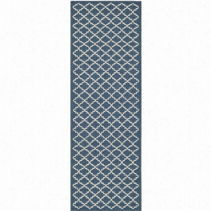 Safavieh Court Navy Indoor Outdoor Rug - Rnuner 2'3 X 18'