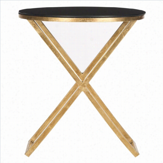 Safavieh Riona Iron And Glass Accent Table In Gold And Black