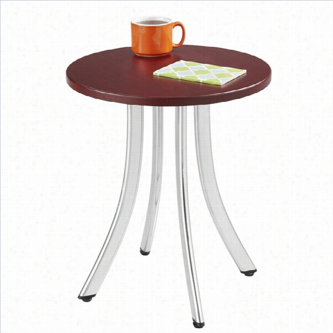Safco Decori Wood Side Table Short In Silver And Mahogany