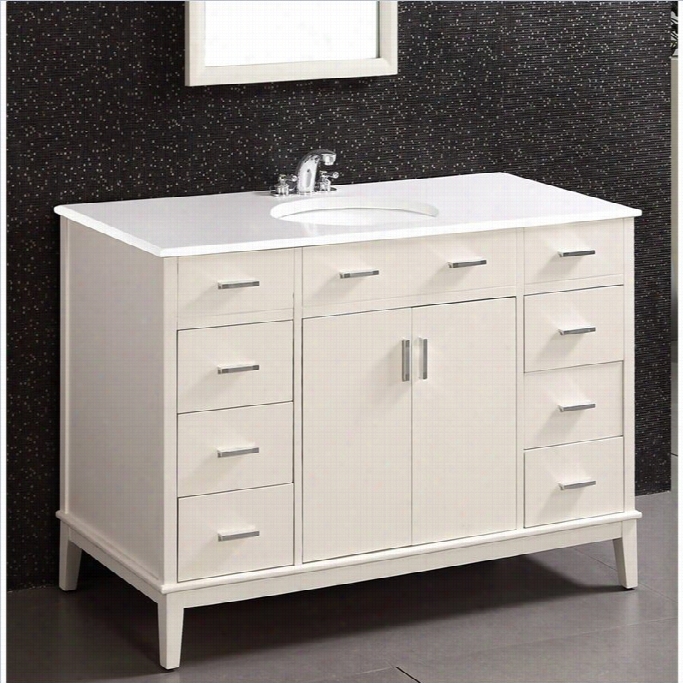 Smpli Home Urban Loft 49 Bath Vanity With Quartz Marble Top In White