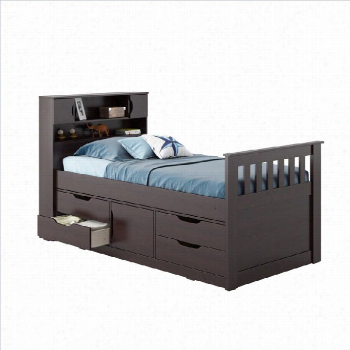 Sonax Corliving Madison Twin Singlle Captain's Bed In Rich Esprrsso