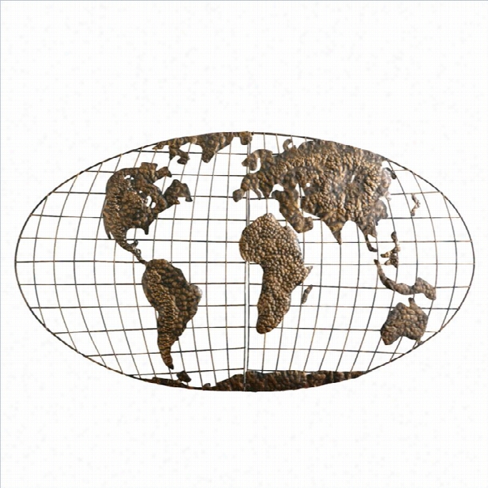 Southern Enterprises Iron World Map Wall Art In Gold Brushed Finish