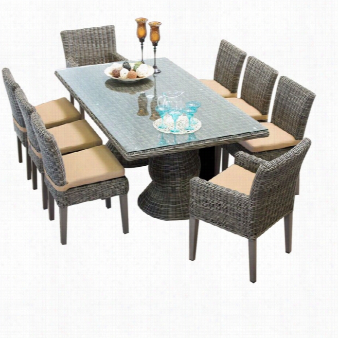 Tkc Cape Od 9 Piece Wicker Patio Dining Set In Sesame