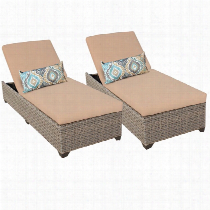 Tkc Onterey Wicker Patio Lounges In Wheat (set Of 2)