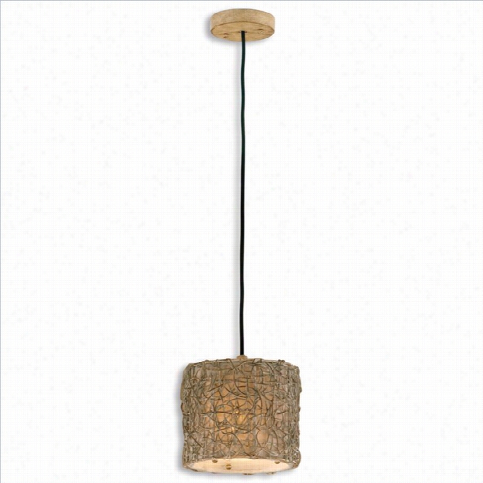 Ut Termost Knotted Rattan Lighht Mini Drum Pendant In Rubbed Ivory