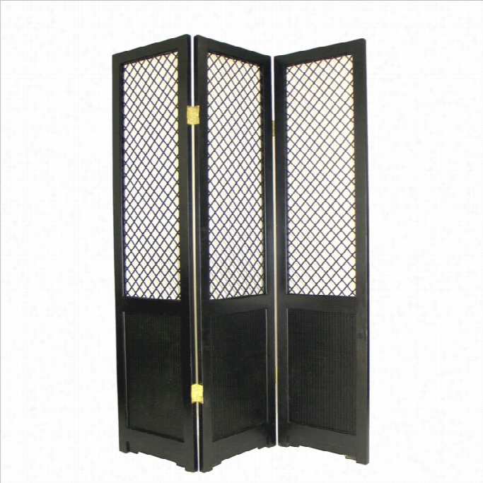 Wayborn Raffia Grass On Bassw Ood Borneo Room Divider In Black