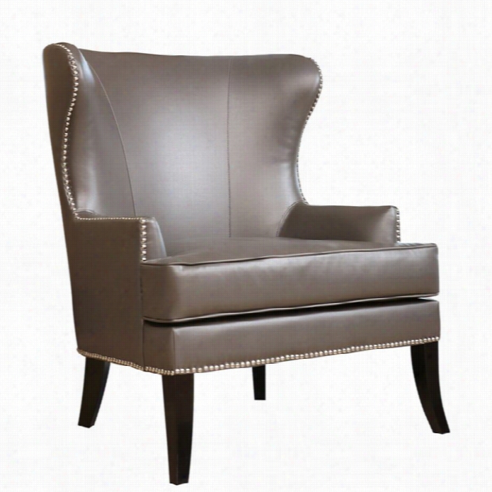 Abbyson Living Vienna Leather Nailhead Accent Chair In  G Ray