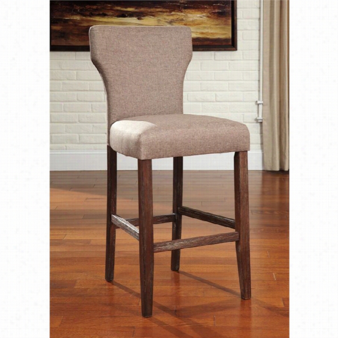 Ashley Glozco 30 Upholstered Bar Stolo In Gray And Brown