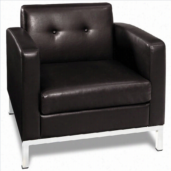 Avenue Six Wall Street Faux Leather Tufted Club  Arm Chair-espresso