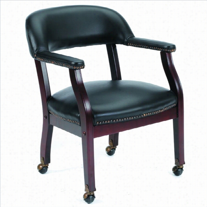 Boss Ofice Products Captain's Arm Guest Chair With Czsters-oxblood