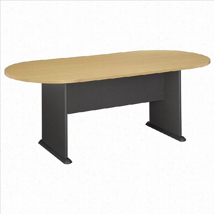 Bush Bbf Rac Etrac K 6. Conference Table With Slab Base In Savannah Beech