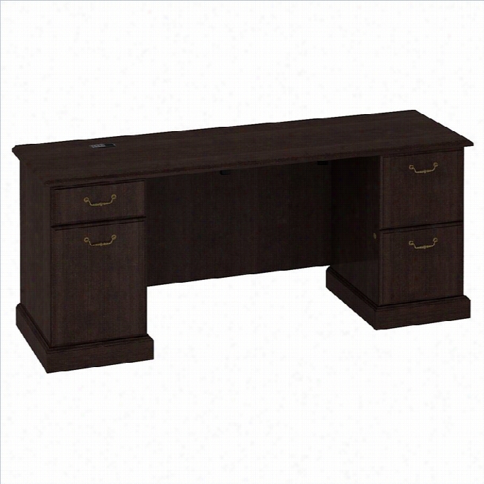 Bush Bbf Syndicate 72 Double Pedestal Credenza In Mocha Cherry