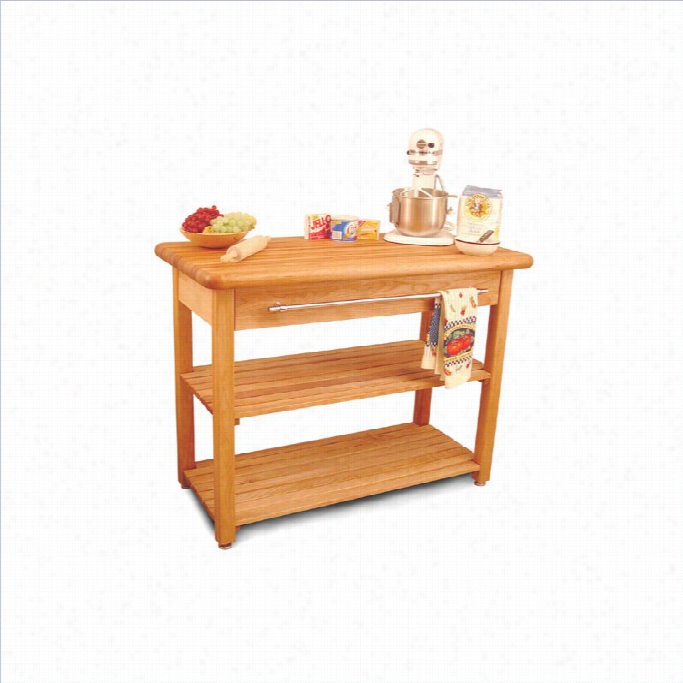 Catskilll French Country Butcher Block Harvest Worktabl In Natural