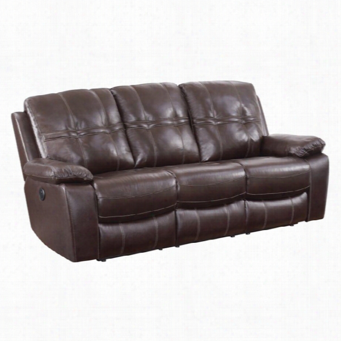 Coaster Holloway Leather Power Reclining Sofa  In Dark Brown