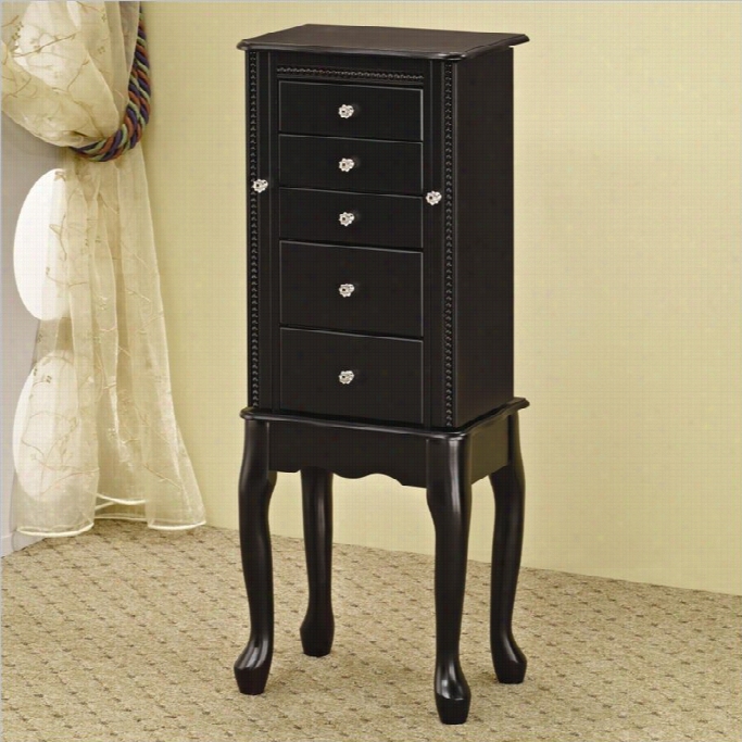 Coaster Jewels Armoire By The Side Of Flip Top Mirror In Black