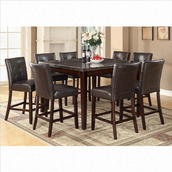 Coatser Milton 9 Piece Counter Height Table Set In Cappuccino