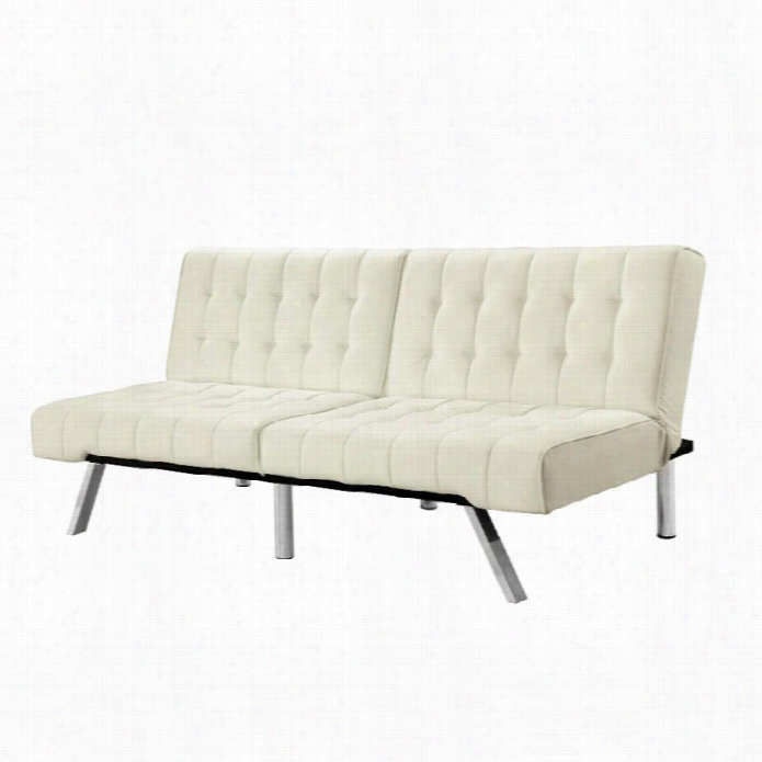 Dhp Emily Faux Leather Convertible Sofa In Vanilla