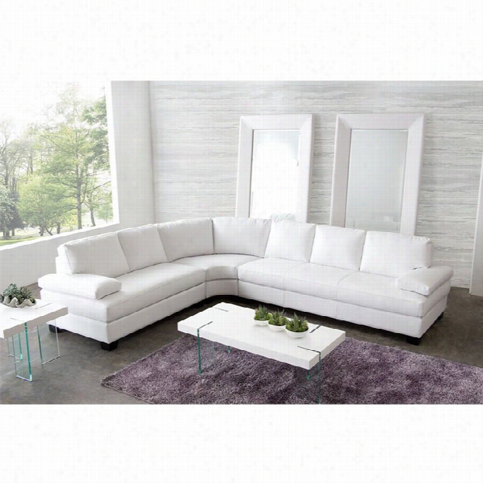 Diamond Sofa Vanity 3 Piece Leather Sectional In White
