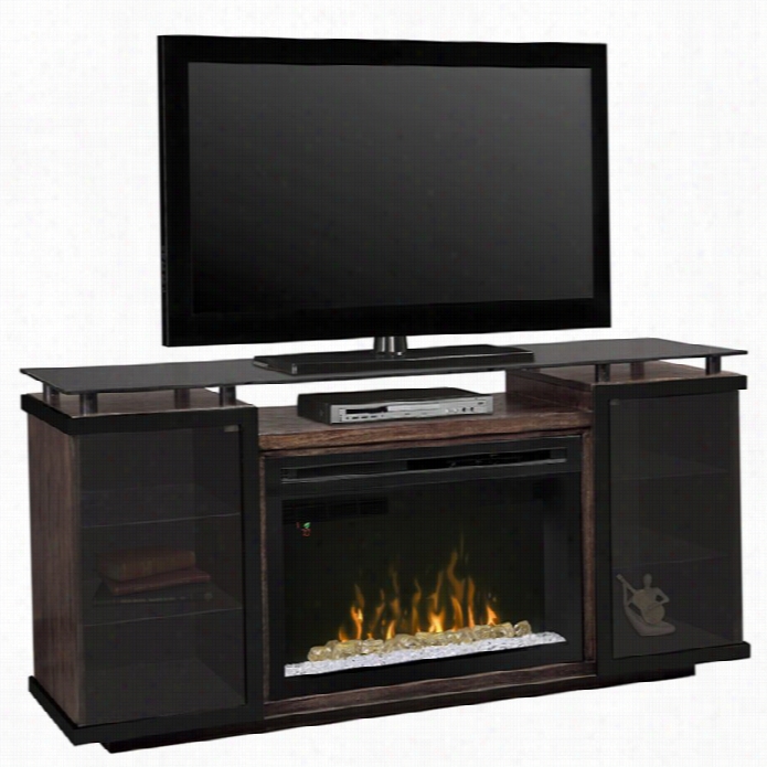 Dimplex Aiden Electricc Fireplace Tv Stand Through  Acrylic In Peppercorn